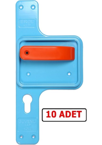 Güvenli ve Kırılmaz Bariyerli Kapı Kolu Mavi Ayna-Turuncu Kol 10 Takım