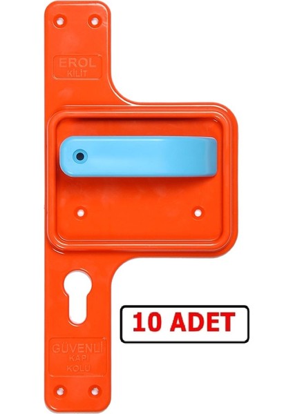 Güvenli ve Kırılmaz Bariyerli Kapı Kolu Turuncu Ayna-Mavi Kol 10 Takım