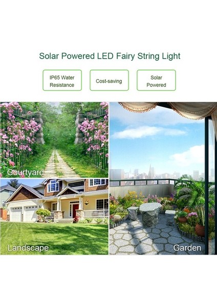 Pkshop 12W 20 M / 65.6ft 200 Ledli Güneş Enerjili Aydınlatma - Kırmızı (Yurt Dışından) fırsatları