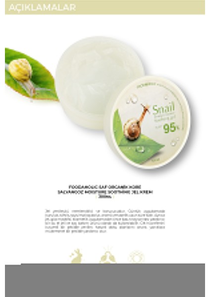 Saf Organik Kore Salyangoz Moisture Soothing Jel Krem