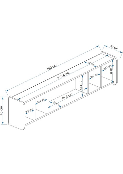 Alya Tv Ünitesi Ceviz 180CM