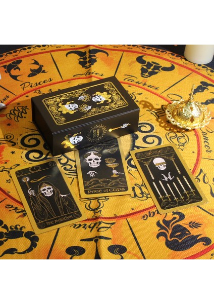 Altın Folyo Kafatası Tarot Tarot Renk Değişikliği Renkli Baskı Tarot Plastik Pvc Su Geçirmez Poker fiyatları