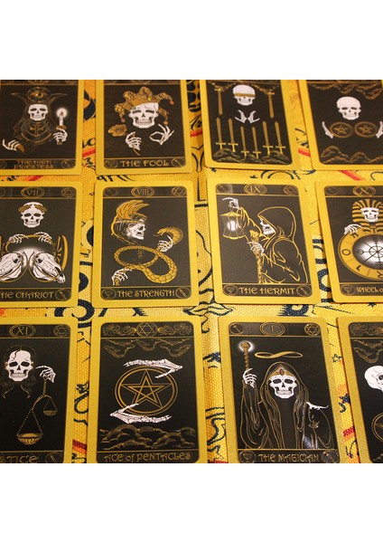Altın Folyo Kafatası Tarot Tarot Renk Değişikliği Renkli Baskı Tarot Plastik Pvc Su Geçirmez Poker modelleri