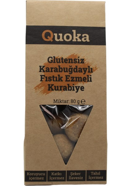 Glutensiz Şekersiz Karabuğday Unundan Fıstık Ezmeli Kurabiye 1 Paket x 80GR