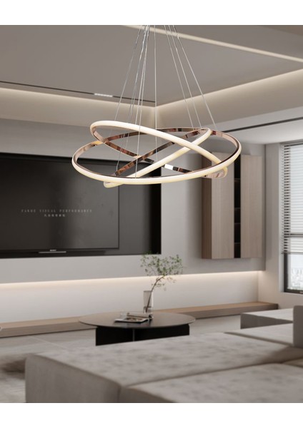 TT300-3 Fsr Tt Aydınlatma Halka 3 Lü Fransız Sarısı Kaplama LED Avize