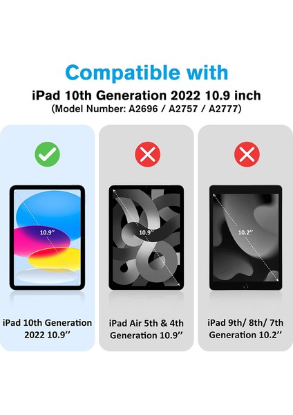 iPad 10. Nesil A2777 A2757 A2696 Seri Yatay Standlı Sert P.c Arka Kapak Uyku Modlu Basic Smart Kılıf