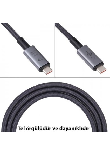 Polham 1mt USB 4.0 240W Thunderbolt Type-C To Type-C Şarj, Data ve 8k 60Hz Görüntü Aktarım Kablosu