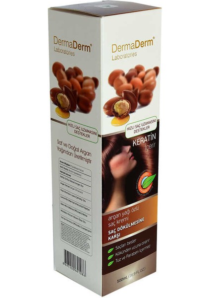 Argan Yağı Özlü Saç Kremi Keratinli (Tuz Ve Paraben Içermez) 500 Ml
