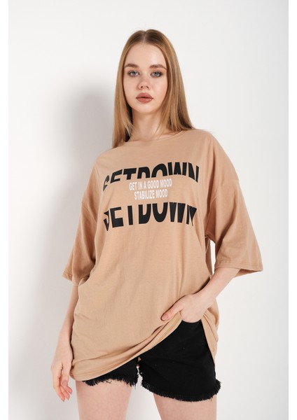 Kadın Oversize Set Down Baskılı T-Shirt fiyatları
