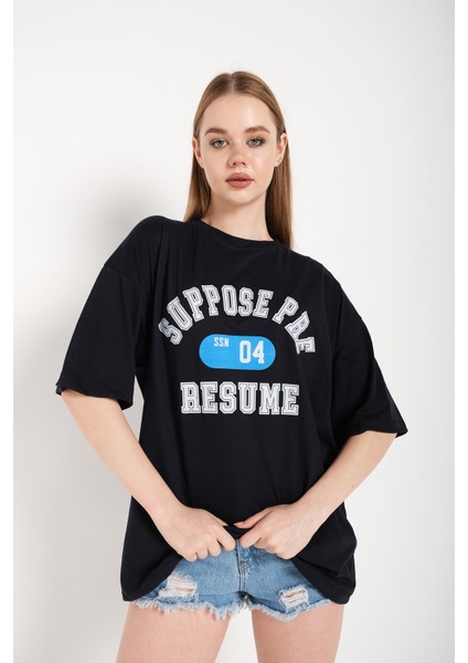 Kadın Suppose Baskılı Oversize T-Shirt