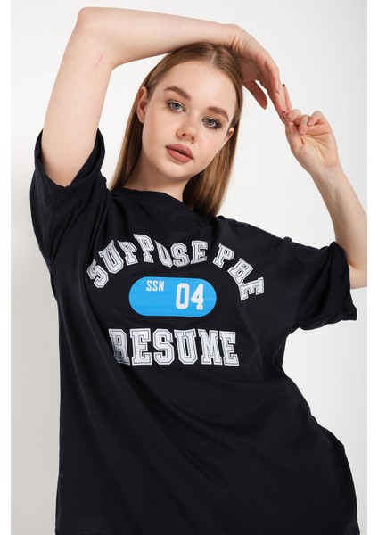 Kadın Suppose Baskılı Oversize T-Shirt