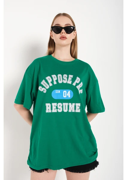 Kadın Suppose Baskılı Oversize T-Shirt