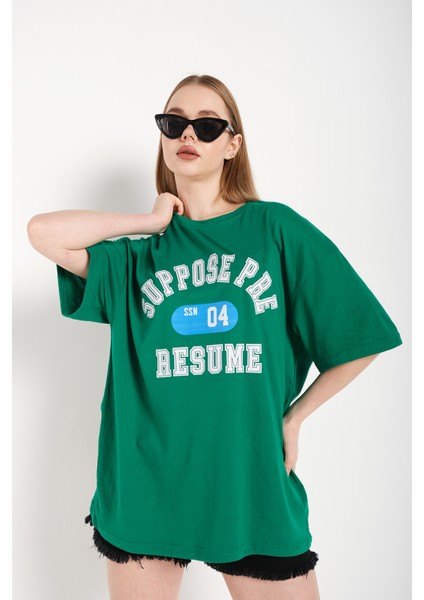 Kadın Suppose Baskılı Oversize T-Shirt