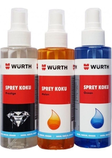 Wurth Araç Kokusu 3'lü Kavun-Prestij-Okyanus 150ML Wurth Araç Kokusu