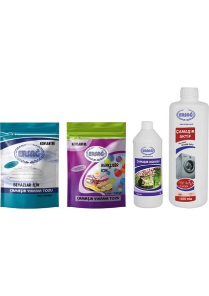 Renkli + Beyaz Çamaşır Yıkama Tozu + Çamaşır Aktif + Çamaşır Kokusu Temizlik Paketi Çamaşır