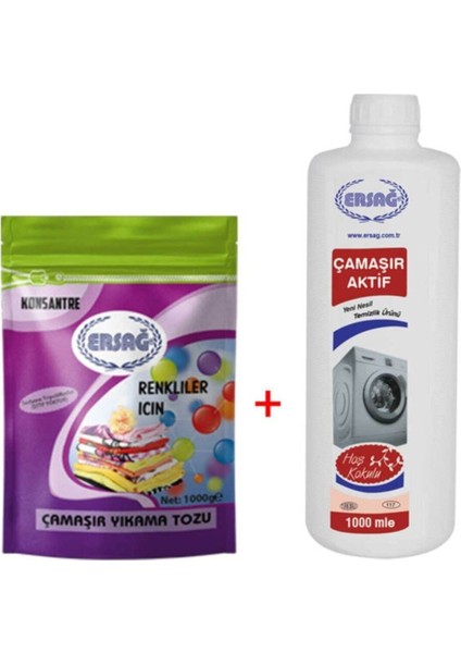 Çamaşır Yıkama Tozu( RENKLI)1000 gr & Çamaşır Aktif 1000 ml