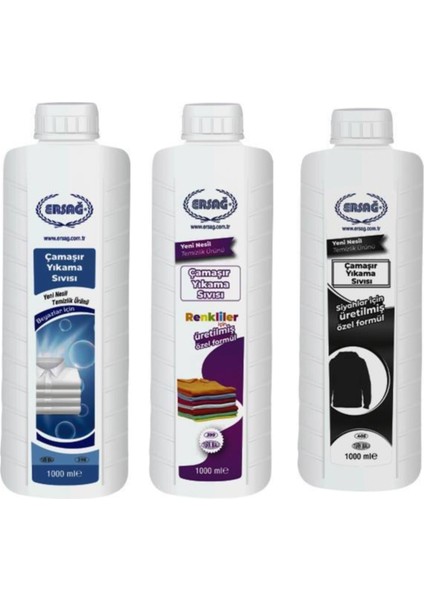 Çamaşır Yıkama Sıvısı Beyaz & Renkli & Siyah 1000ML X3
