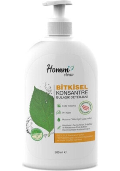 Homm Clean Bitkisel Konsantre Bulaşık Deterjanı