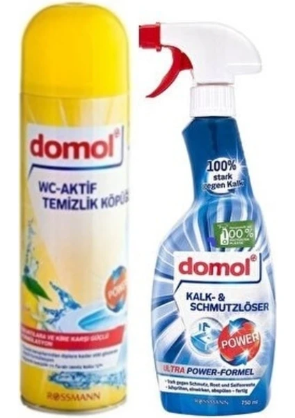 Tuvalet Temizleme Köpüğü 500 ml + Power Sprey Kir ve Kireç Çözücü 750 ml Banyo Temizlik Paket