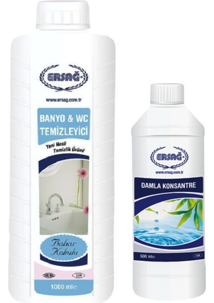 Bahar Kokulu Banyo Wc Temizleyici 1000ML+DAMLA Konsantre 500ML Set Damla