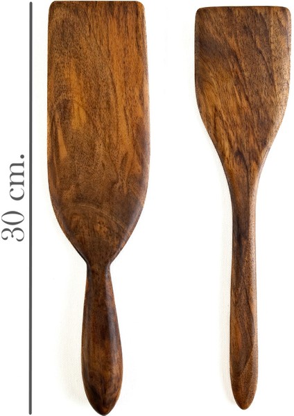 Ceviz Ağacı El Yapımı 2 Parça Spatula Seti 30 Cm.