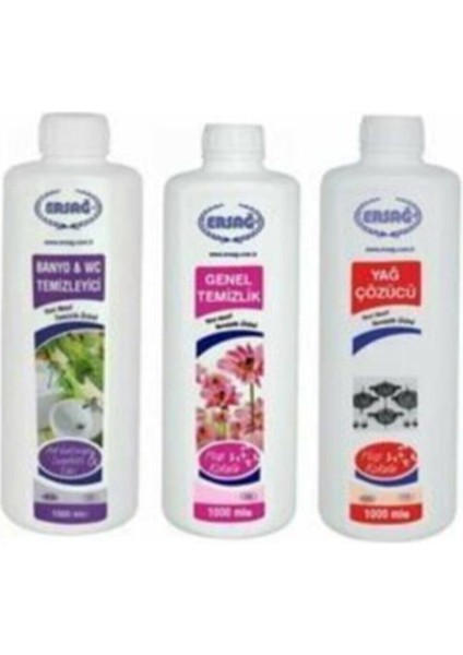 Genel Temizlik + Antibakteriyel Banyo Wc+ Yağ Çöz 3'lü Set x 1000 ml 10002