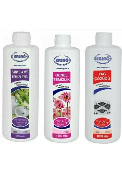 Genel Temizlik - Antibakteriyel Banyo Wc - Yağ Çöz 3 Lü Set 1000 ml