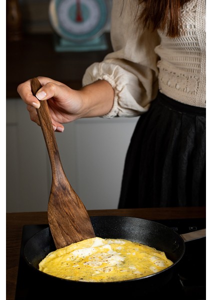 Ceviz Ağacı El Yapımı Tahta Kaşık ve Spatula Seti 30 Cm.