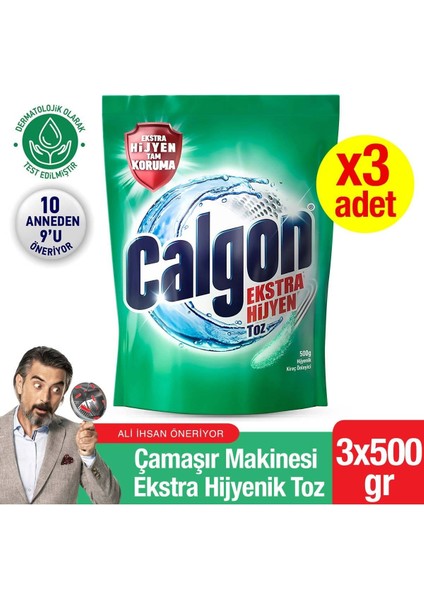 Ekstra Hijyen Çamaşır Makinesi Kireç Önleyici ve Temizleyici Antibakteriyel Toz 3X500 gr