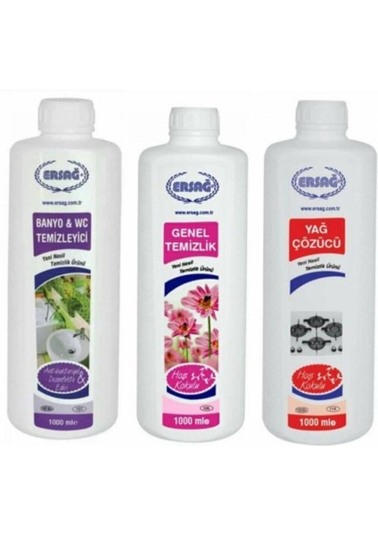 Genel Temizlik + Banyo Wc+Yağ Çöz 3'lü Set x 1000 ml