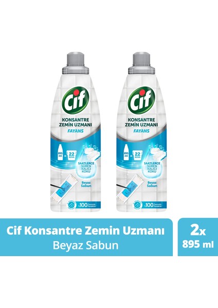 Konsantre Zemin Uzmanı Fayans Beyaz Sabun %100 Temizlik ve Parlaklık 895 ml 2ADET