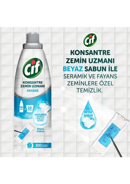 Konsantre Zemin Uzmanı Fayans Beyaz Sabun %100 Temizlik ve Parlaklık 895 ml 2ADET