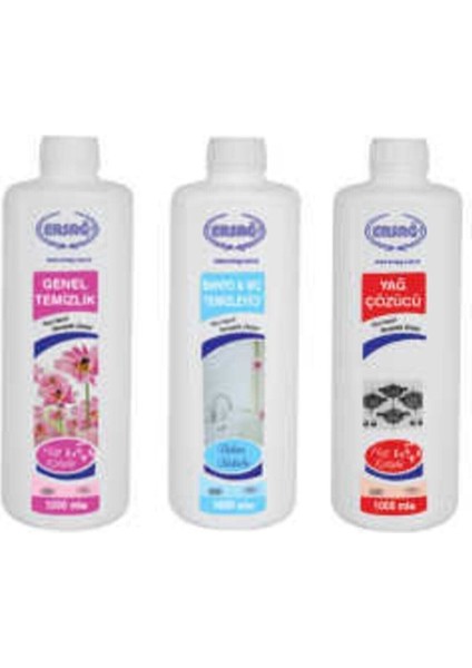 Genel Temizlik + Bahar Kokulu Banyo & Wc Temizleyici + Yağ Çöz 1000 Ml. indirimleri