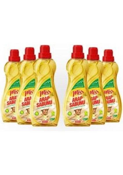 Arap Sabunu 1000 ml 6`lı Paket Miss Arap Sabunu 1000