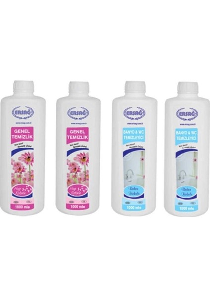 Genel Temizlik * 2 Adet + Bahar Kokulu Banyo & Wc Temizleyici * 2 Adet 1000 ml