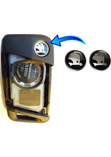 Skoda Anahtar Logo 4 Adet - Skoda Kumanda Logosu 10 mm