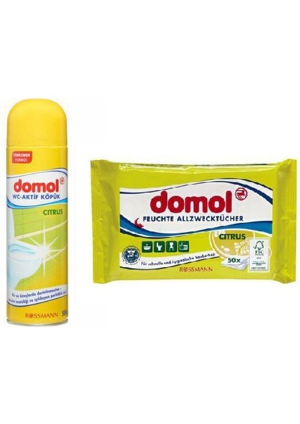 Limon Wc Temizleme Köpüğü 500 Ml+ Islak Temizlik Bezi Limon Kokulu 50 Adet
