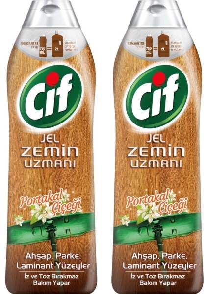 Jel Zemin Uzmanı Ahşap, Parke, Laminant Yüzeyler 750 Ml. x 2 Adet (Portakal Çiçeği)