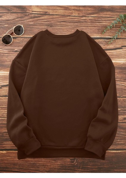 Unisex Kahverengi Arizona Bisiklet Yaka Sweatshirt