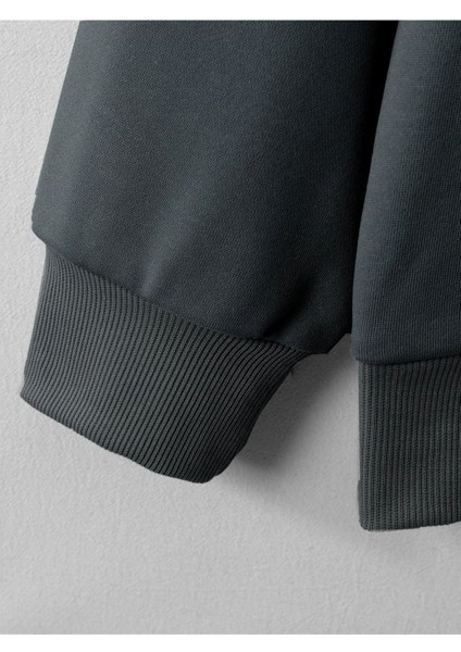 Unisex Füme Needs Baskılı Kapşonlu Oversize Sweatshirt