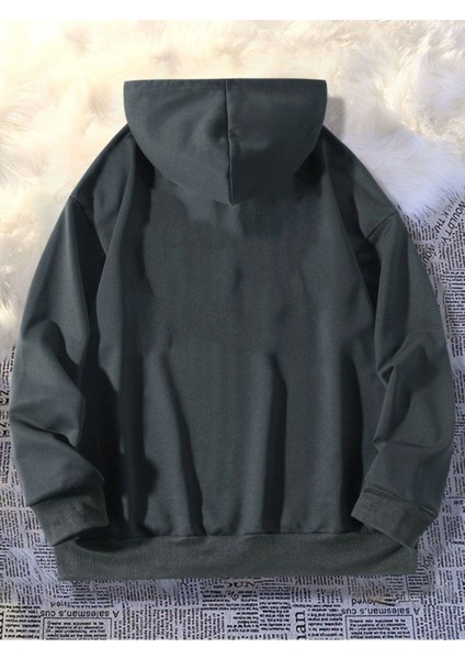 Unisex Füme Needs Baskılı Kapşonlu Oversize Sweatshirt