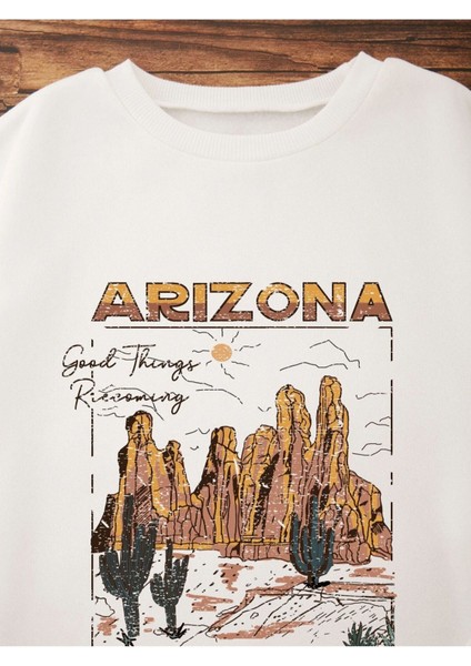 Unisex Beyaz Arizona Bisiklet Yaka Sweatshirt fiyatları