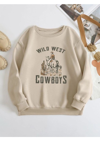 Kadın Bej Cowboy Bisiklet Yaka Sweatshirt