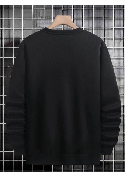 Unisex Siyah Wake Baskılı Bisiklet Yaka Oversize Sweatshirt fiyatları
