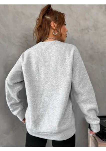 Kadın Gri Oceancity Bisiklet Yaka Sweatshirt