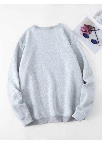 Kadın Gri Good Vibes Bisiklet Yaka Sweatshirt modelleri