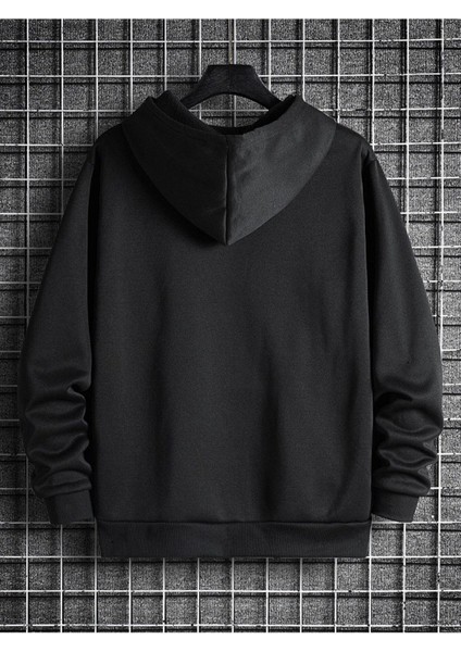 Unisex Siyah Los Angeles Baskılı Oversize Kapşonlu Sweatshirt modelleri