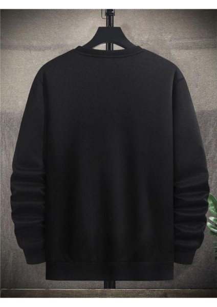 Unisex Siyah Çizgi Baskı Bisikletyaka Sweatshirt fiyatları