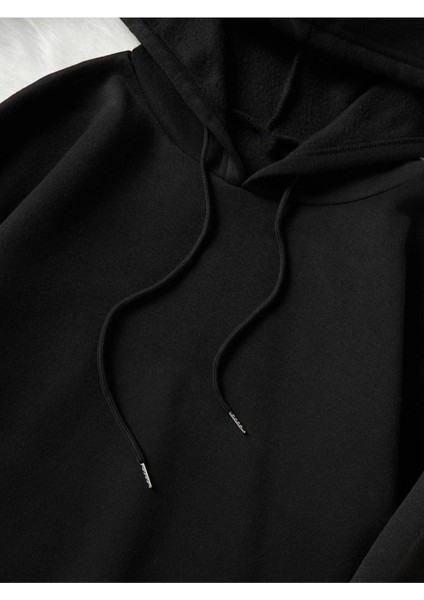 Unisex Siyah New York Baskılı Oversize Kapşonlu Sweatshirt modelleri