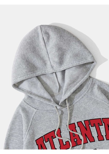 Unisex Gri Atalanta Baskılı Oversize Kapşonlu Sweatshirt fiyatları